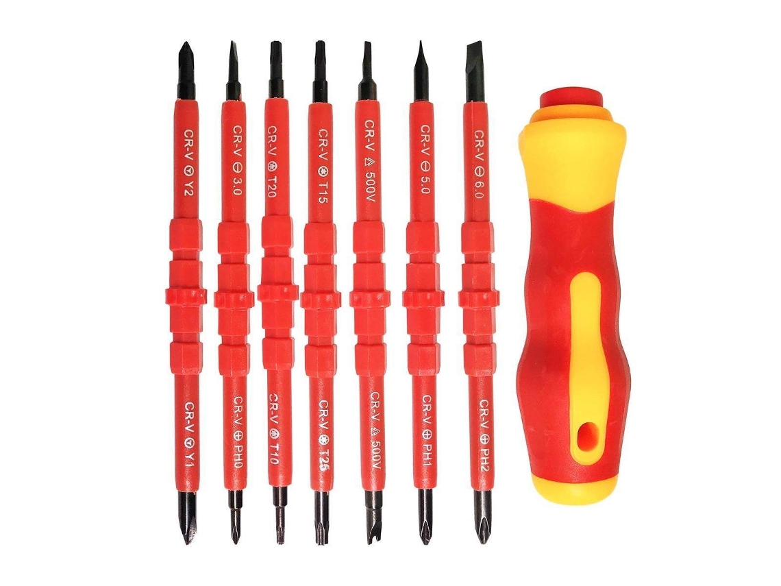Conjunto De 7 Chaves De Fenda Isoladas Para Manutenção Elétrica Kit Profissional De Ferramentas Aquaforge