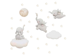 Adesivo de Parede de Elefante Fofo Pvc Autoadesivo Decorativo para Quartos Infantil e Festas 25x48cm S/MARCA