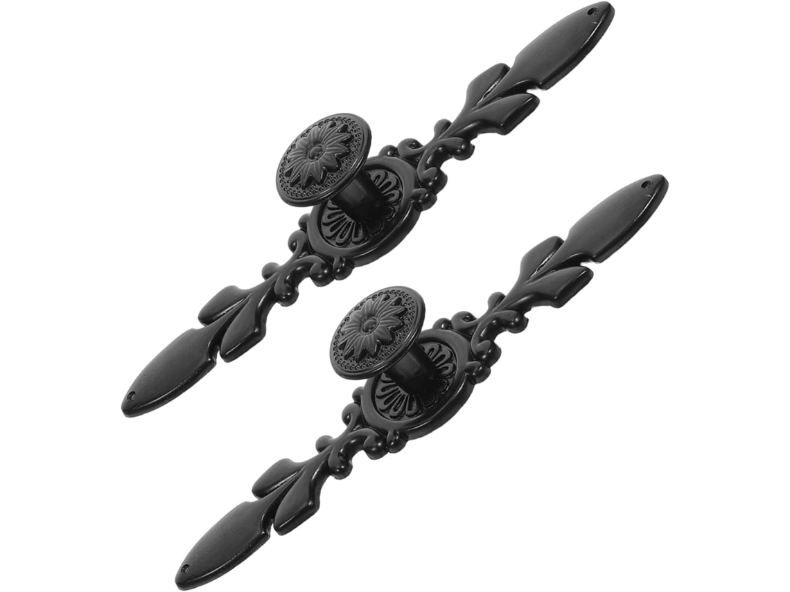 Puxador De Armário C630 Em Liga Zinco Preta Esculpida, 2 Peças, 12, 2cm 4, 80pol