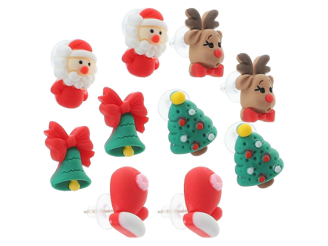 Brincos De Natal, Conjunto De 5 Pares De Studs, Cores Variadas