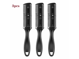 Pente Para Tesoura De Cabelo, Pente Dupla Face Com Lâmina De Aço Inoxidável, Pack De 3 (preto)