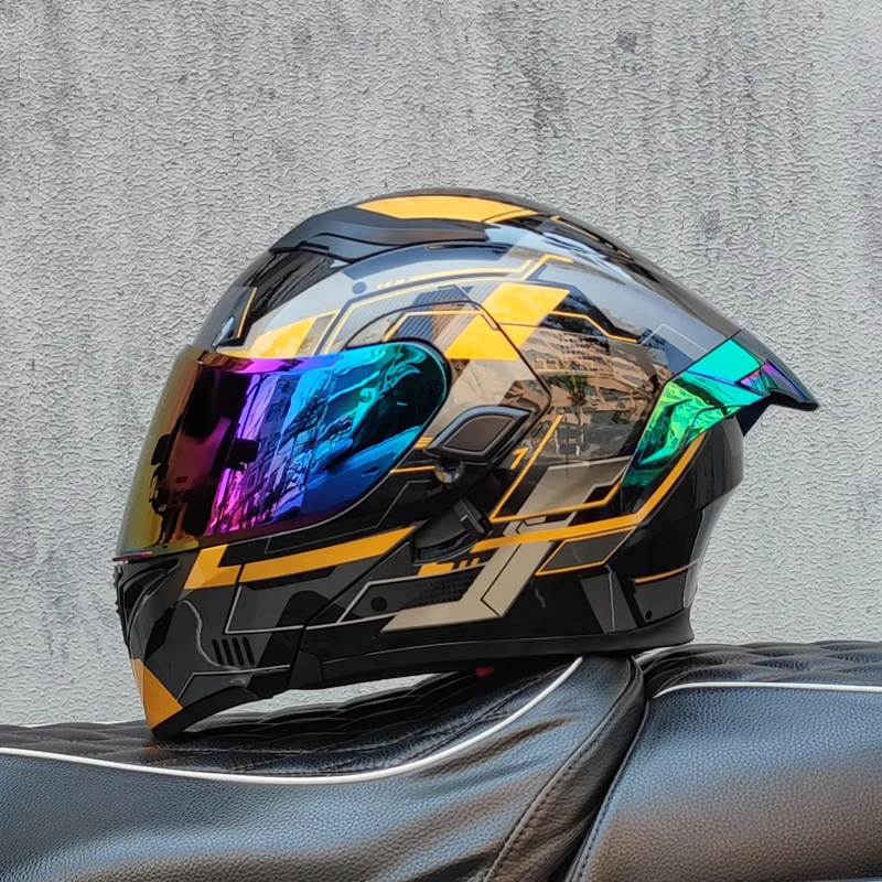 (l) Capacete De Motocicleta Com Lente Dupla Modular Flip-top, Certificado Pelo Dot