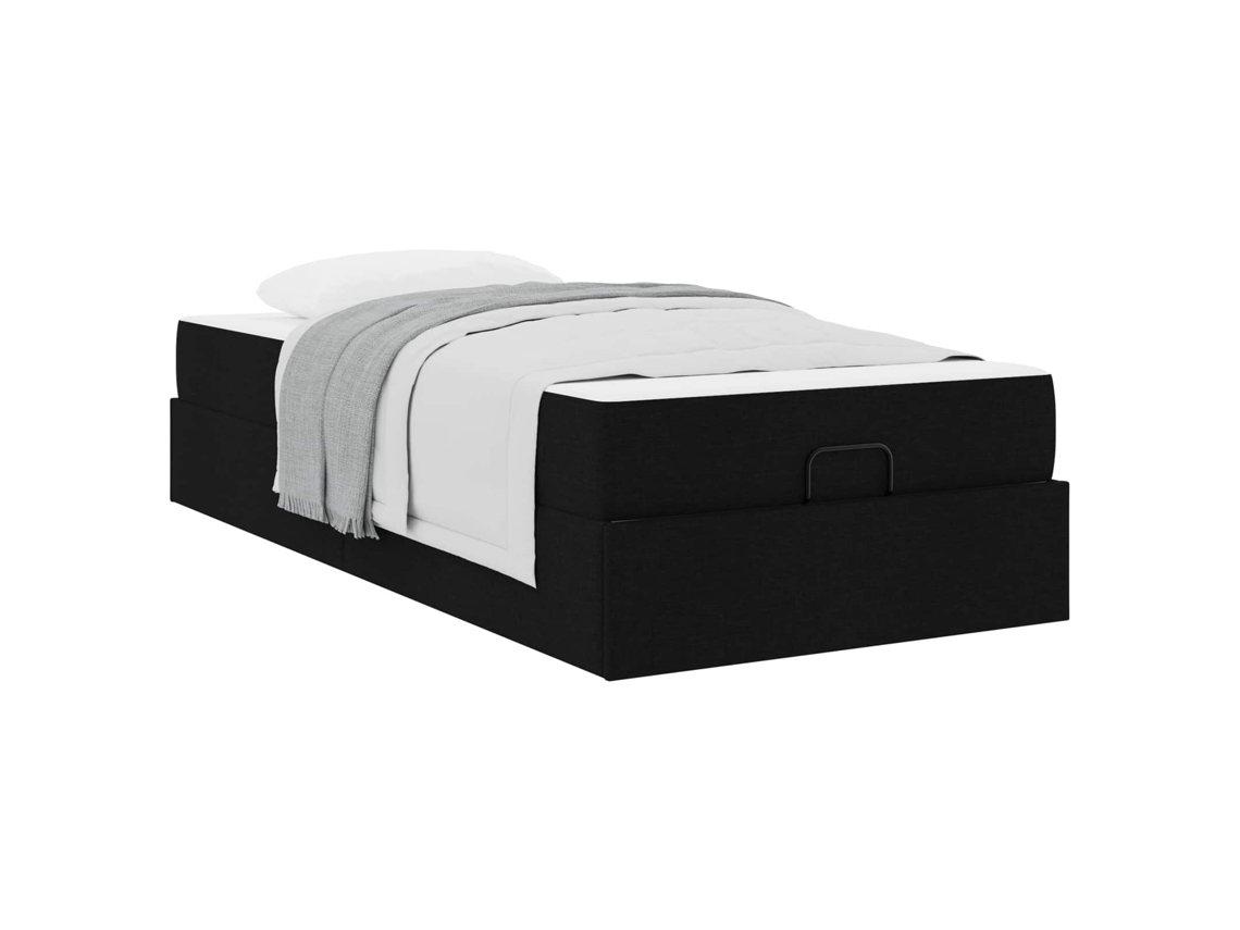 Conjunto de 2 Estruturas de Cama com Colchão Preto Tecido MAISON EXCLUSIVE