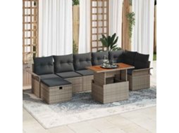 Vidaxl Conjunto De Sofá De Jardim 8 Unid. Cinzeto Vime Pe