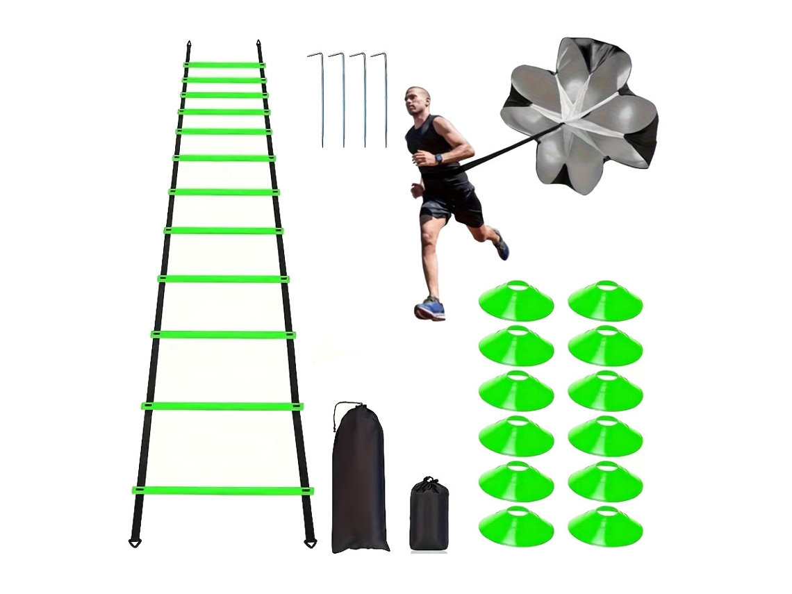 Equipamento de Treino de Agilidade com Frisbee e Espigões MDUG (verde)