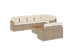 Conjunto de 9 Sofás para Jardim com Almofadões Vime Pe Bege MAISON EXCLUSIVE (90x200 cm)