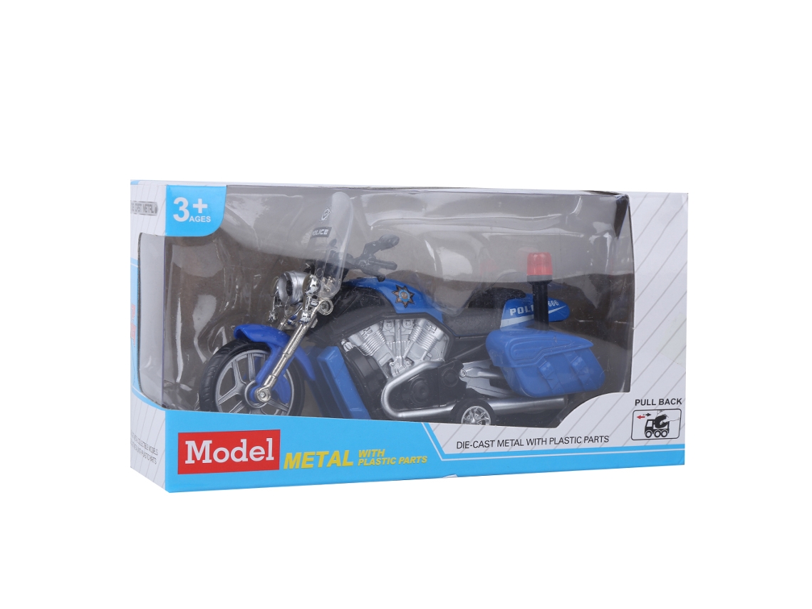 Mali brinquedo de Moto 1:16 com Luz Som Recuo em Liga Presente para Crianças Azul