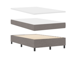 Conjunto 1 Cama Box Vidaxl Castanho-acinzentado Tecido (120 X 200 Cm)