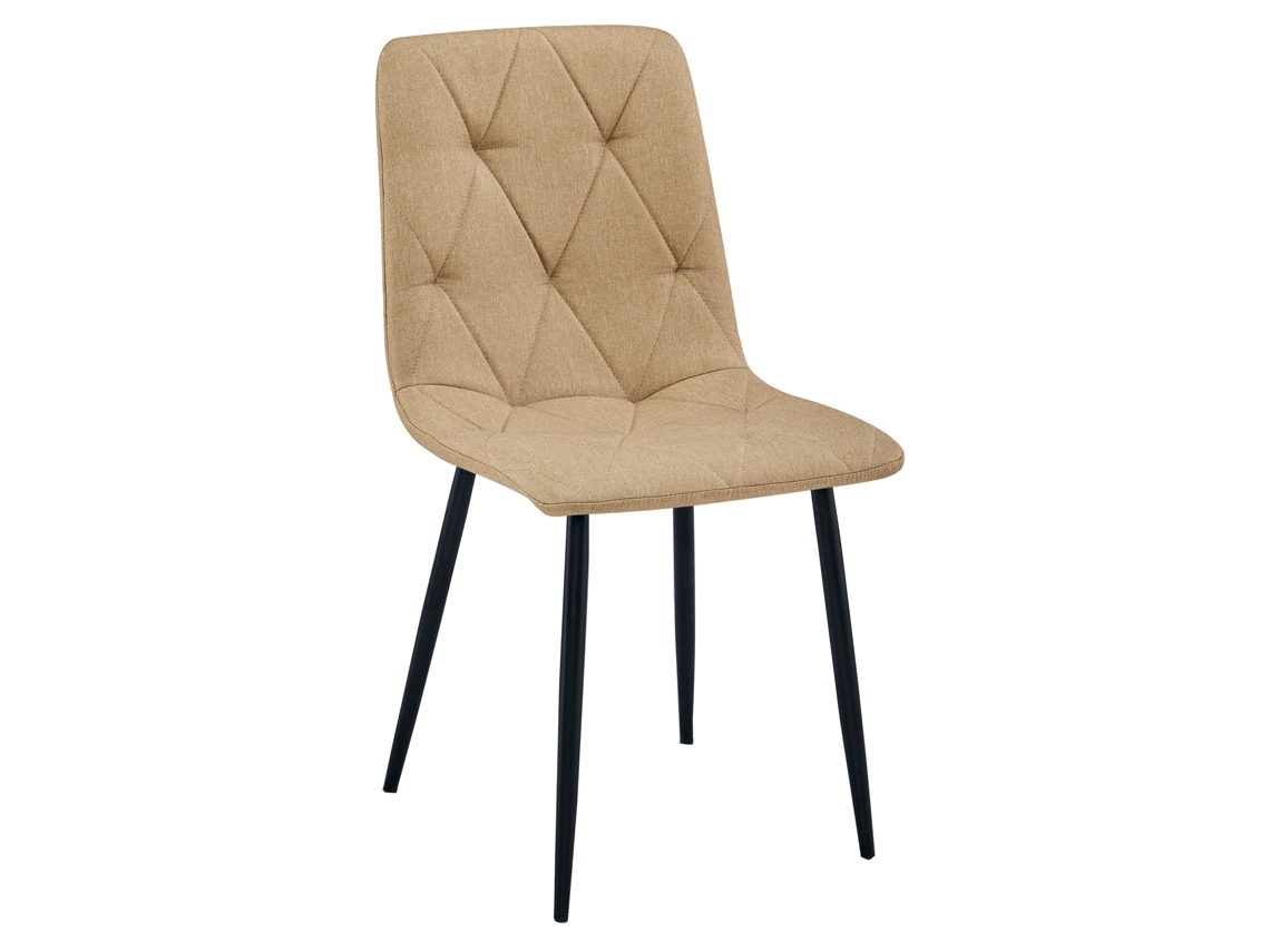 Cadeira De Jantar Tyra Assento Marrom, Pernas Pretas, Assento Acolchoado, Assento Ergonômico