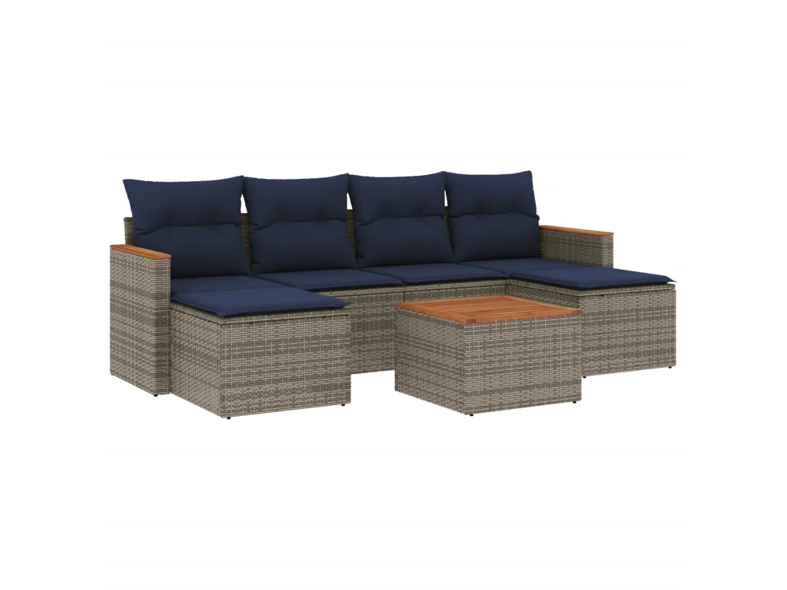 Conjunto de Sofá de Jardim, 7 Peças, Almofadas, Rattan Cinza MAISON EXCLUSIVE