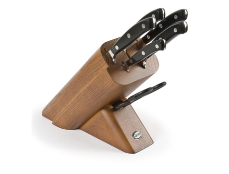 Bloco de Facas de Cozinha Ergoforge, Aço, Preto, 33x31x13 cm, Sanelli