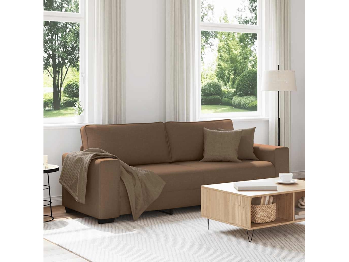 Vidaxl Sofá De 3 Lugares Tecido 220x77x82 Cm Castanho