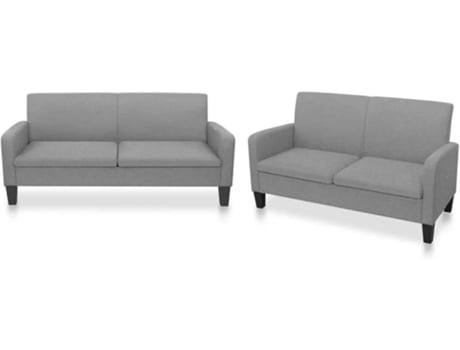 Conjunto de 2 Sofás  tecido cinzento claro
