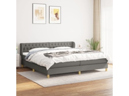 Vidaxl Cama Com Molas/colchão 200x200 Cm Tecido Cinzento-escuro