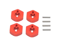 Mali 4 Pcs Adaptador de Cubo Hexagonal de Roda Rc em Alumínio para Carro Rc Traxxas e Revo 1/16 Vermelho