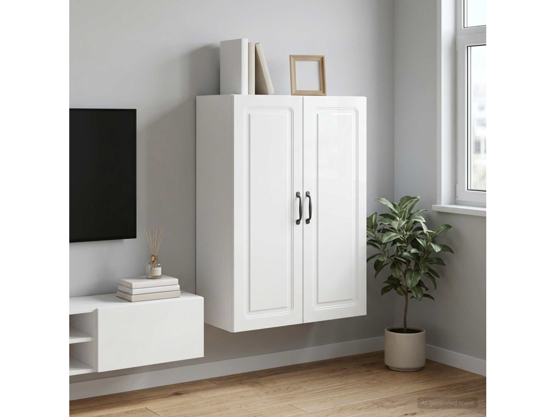 Vidaxl Armário De Parede Branco Brilhante 66 X 34,5 X 90 Cm