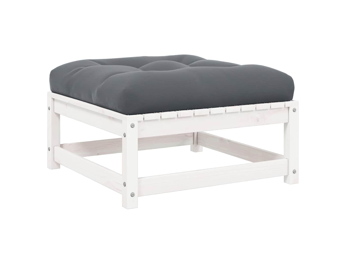 Conjunto 1 Apoio De Pés Vidaxl Branco Madeira De Pinho Maciça (70 X 70 X 30 Cm)