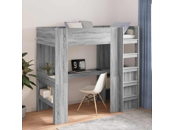 Vidaxl Estrutura De Cama Loft Com Mesa Cinza Sonoma 90 X 190 Cm