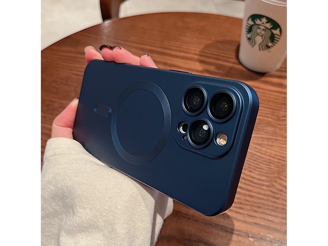 Capa Para Iphone 17 Azul Marinho Com Acabamento Fosco Líquido, Magnética, Resistente À Poeira E Com Textura Metálica