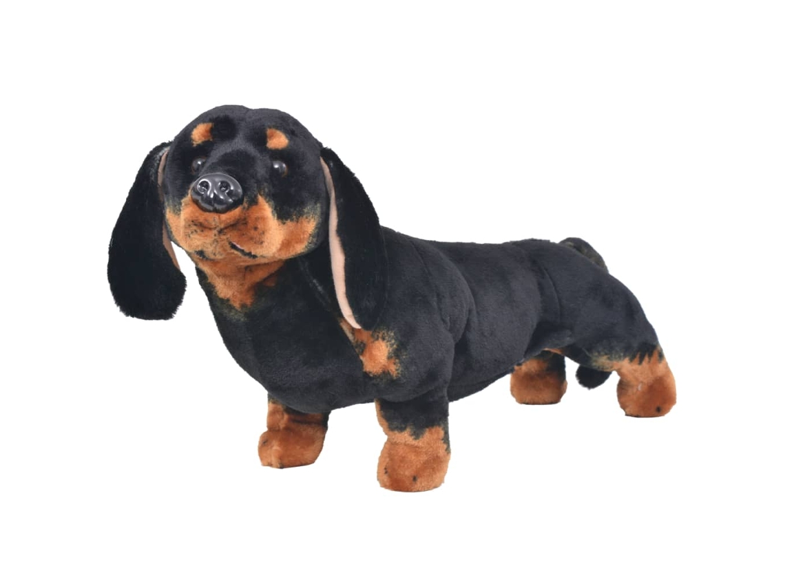 Vidaxl Brinquedo De Montar Cão Salsicha Peluche Preto Xxl
