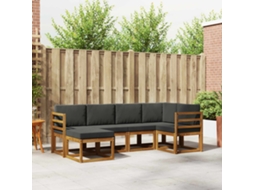 Vidaxl Conjunto De Sofás Para Exterior 6 Unid. Natural E Antracite