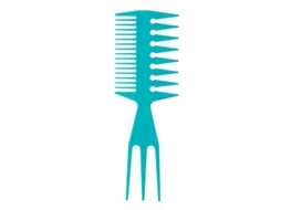 Pente Duplo 3 em 1 com Dentes Largos, Pente Cacheado Antiestático Feminino MDUG (azul)