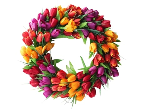 Guirlanda Colorida De Tulipa Artificial 50cm Para Porta De Entrada Dia Dos Namorados Primavera Casamento Festa Decor Casa Escritório Jeiibrzui