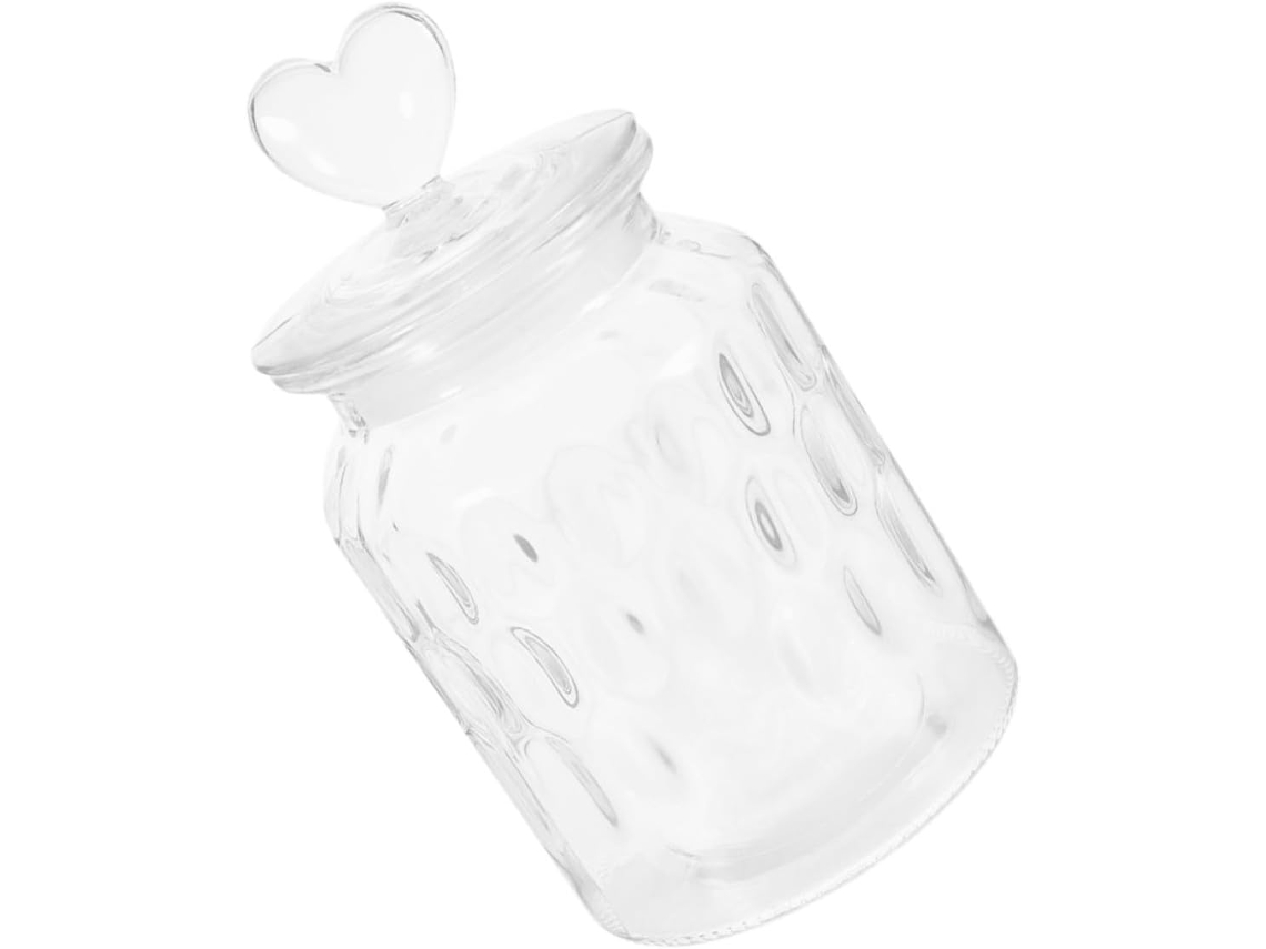 Pote De Vidro Hermético 650ml Com Alça Em Formato Coração