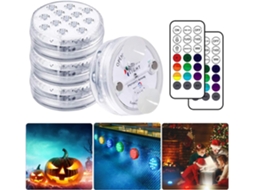 Luzes de Led Submersíveis para Piscina Autonomia de 30 a 50 Horas, À Prova D'água Ip68, 16 Cores Rgb Mutáveis ORBITRA COMMERCE (pacote com 4)