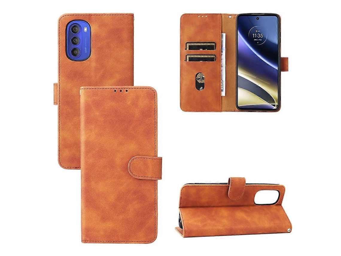 Capa De Couro Com Flip Magnético Para Motorola Moto G51 5g Com Sensação De Pele