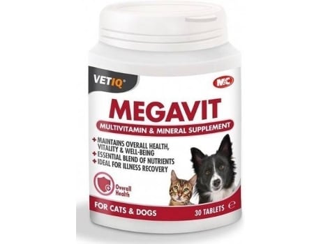 Complemento Alimentar para Cães MARK & CHAPPELL Vetiq Megavit (30 Comprimidos)
