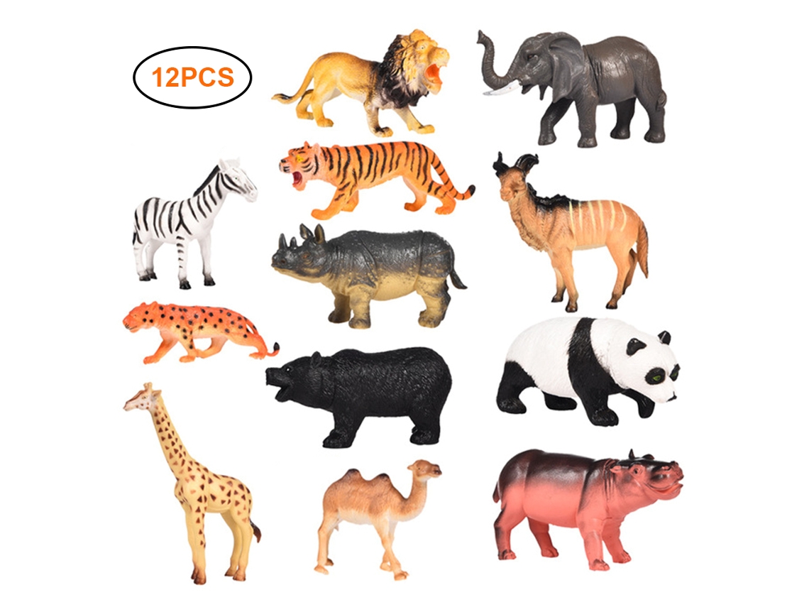 Mali 12pc/set Brinquedos Animais Selvagens Simulação Plásticos Realistas Educativos para Crianças 3+