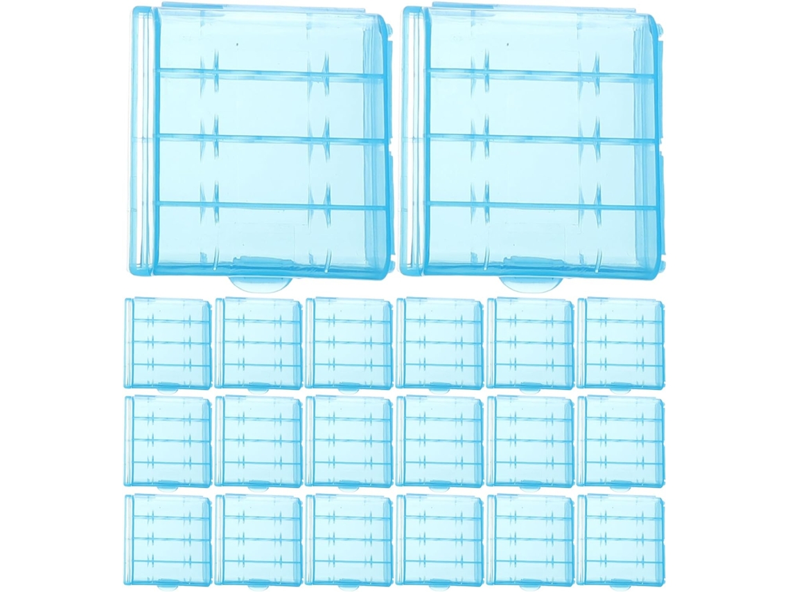 Pacote Com 20 Caixas Para Armazenamento De Pilhas Aa E Aaa - Estojo Transparente