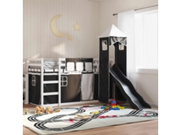 Beliche Com Escorrega E Cortinas 90x190 Cm Branco E Preto