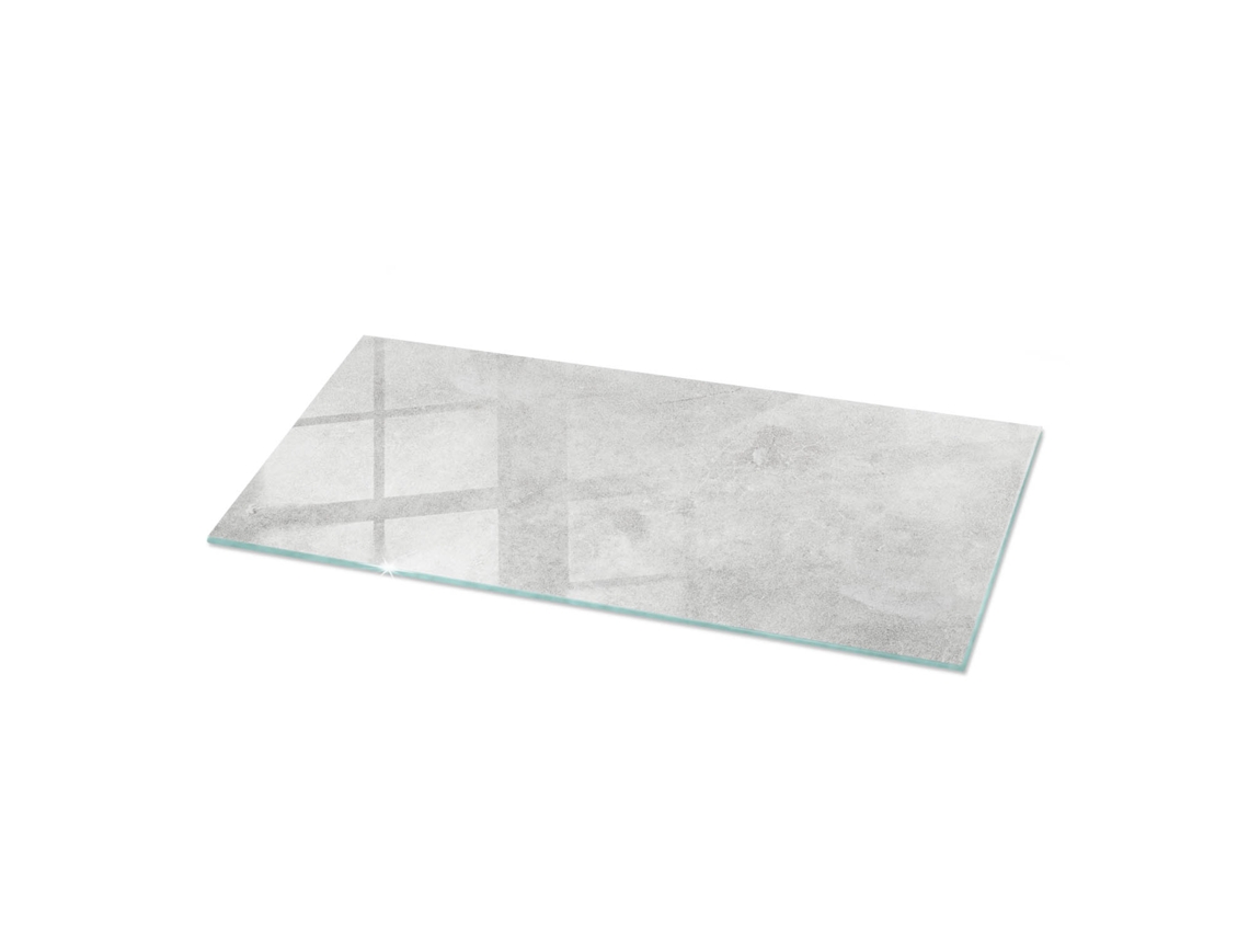Vidro Para Mesa Retangular Espelharte (125x50 Cm - Textura De Concreto Com Arranhões - Cinza)