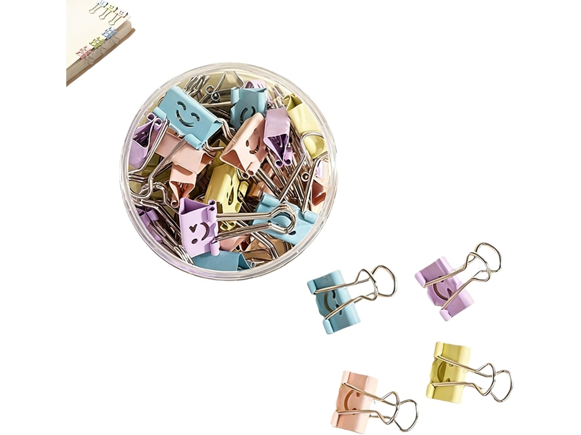 Clipes de Papel Gzbaby Sorridentes, Pacote com 40 unidades, Clipes Multiuso para Organização e Armazenamento, Formato de Macaron, 19mm