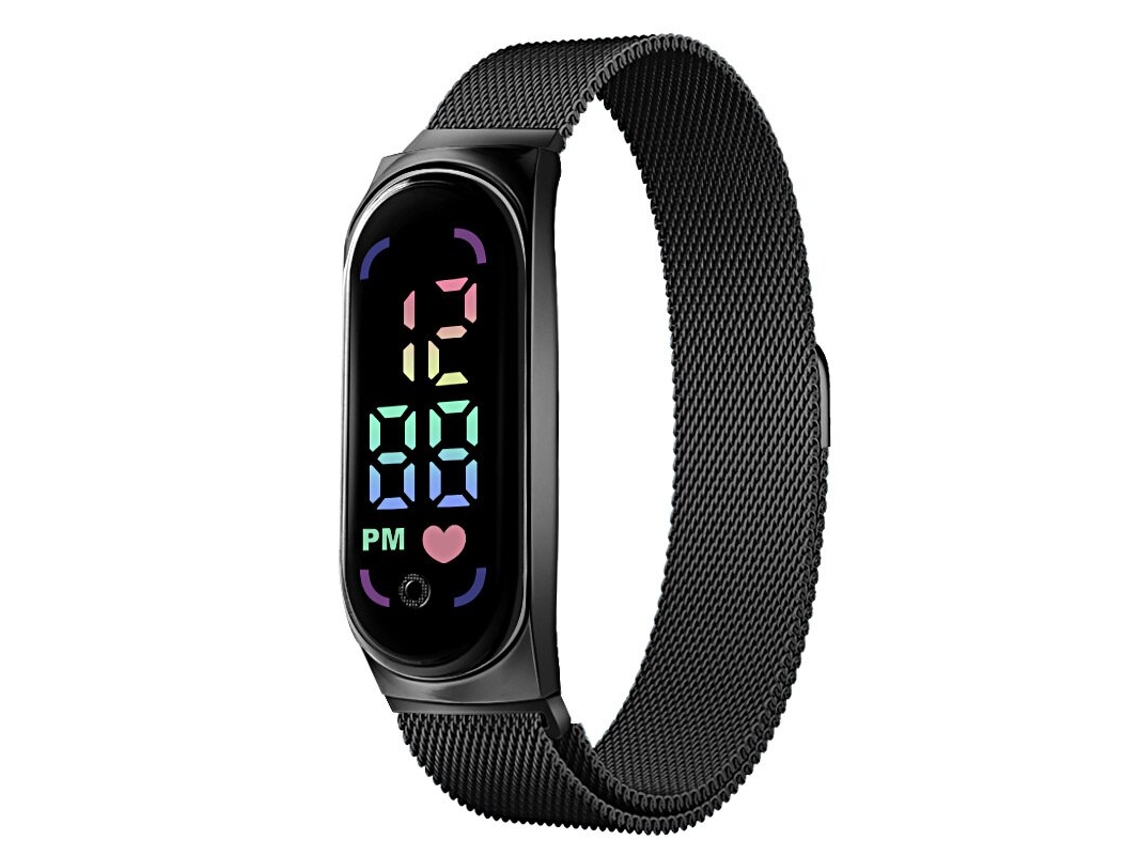 Relógio Digital Led Feminino (preto), Pulseira Magnética, Relógio De Pulso À Prova D'água Com Tela Sensível Ao Toque