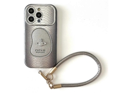 Capa Protetora Para Iphone 16 Pro Max Com Textura De Pele De Cobra, Pc Suporte De Pu, Com Cordão