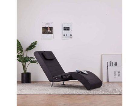 Chaise longue de massagem c/ almofada couro artificial castanho