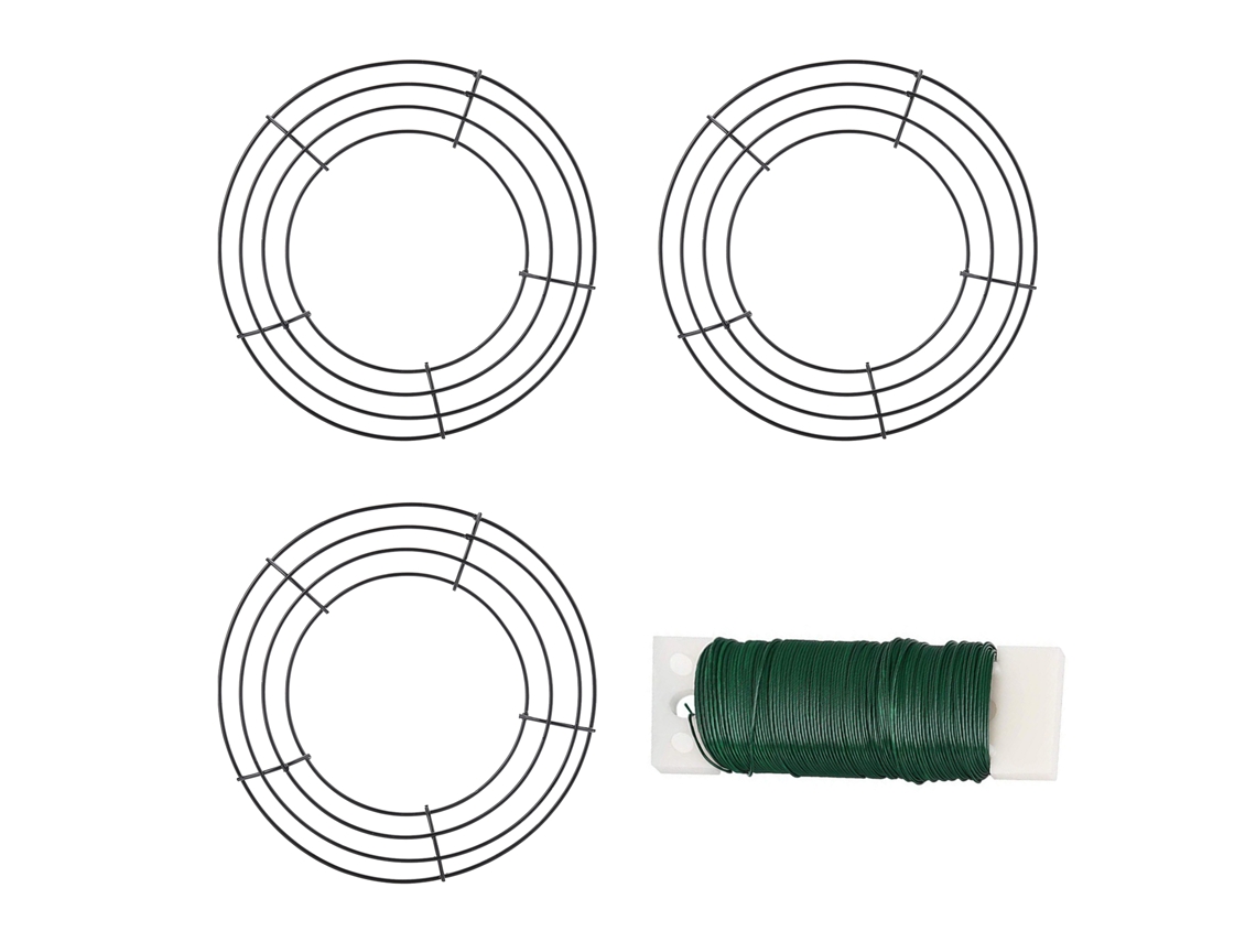 Coroa de Ferro para Decoração Diy com 3 Anéis e Arame Floral LAXISCREED
