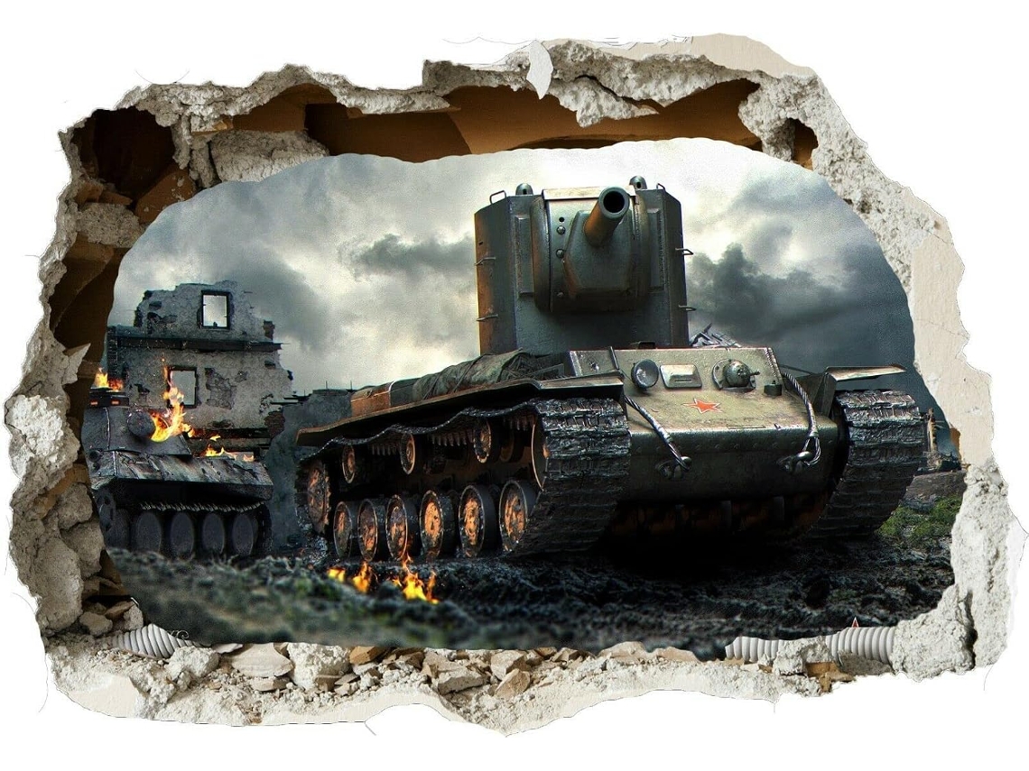 Adesivo De Parede 3d Com Tema De Tanques, Guerra, Exército E Forças Armadas Para Decoração De Quarto (z76)