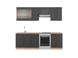 Cozinha Fame-Line, 240 cm, Carvalho PT, Country Antracite/Carvalho Dourado, Vicco