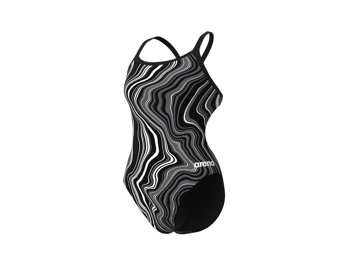 Fato de Banho de Mulher para Natação ARENA Peça Marbled Preto (32)