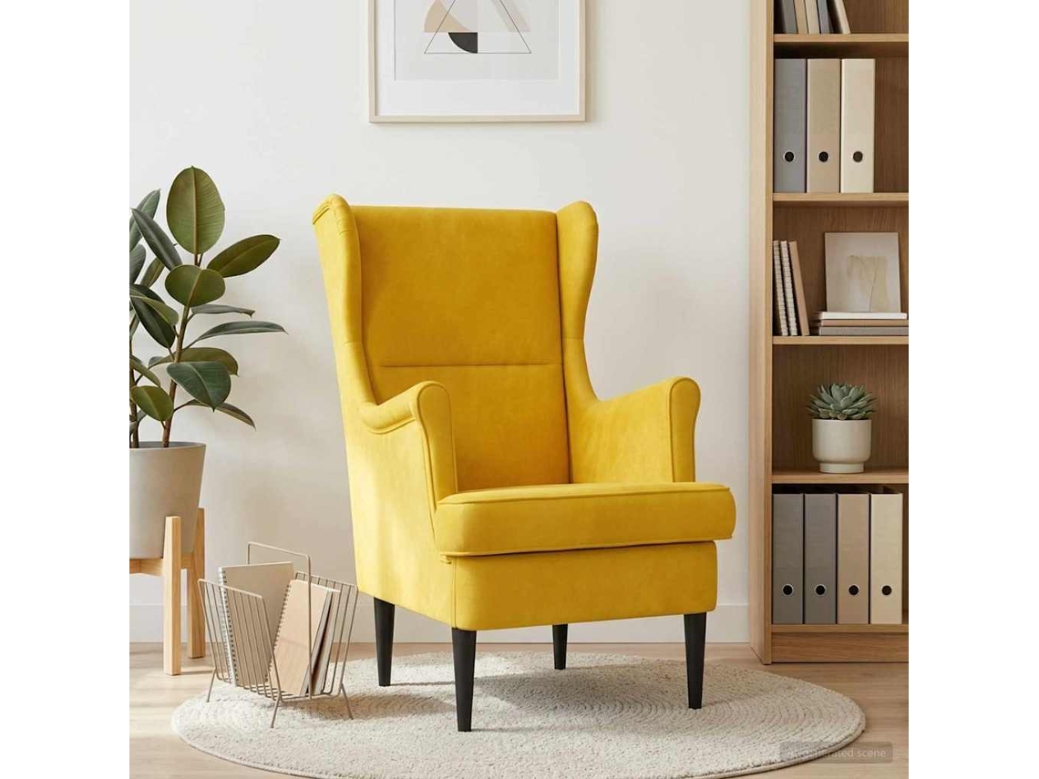 Vidaxl Poltrona Amarelo Veludo