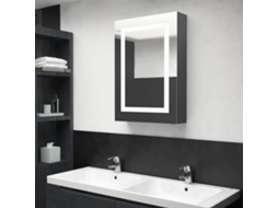 Vidaxl Armário Espelhado Casa De Banho Led 50x13x70cm Cinza Brilhante