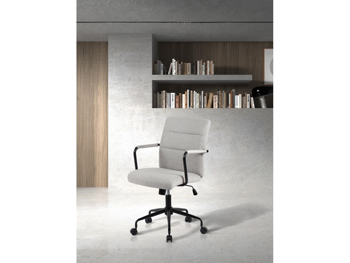 Cadeira de Estudo HISPANOHOGAR Oli Tecido Cinzento com Rodas 91-99X64X70 Cm