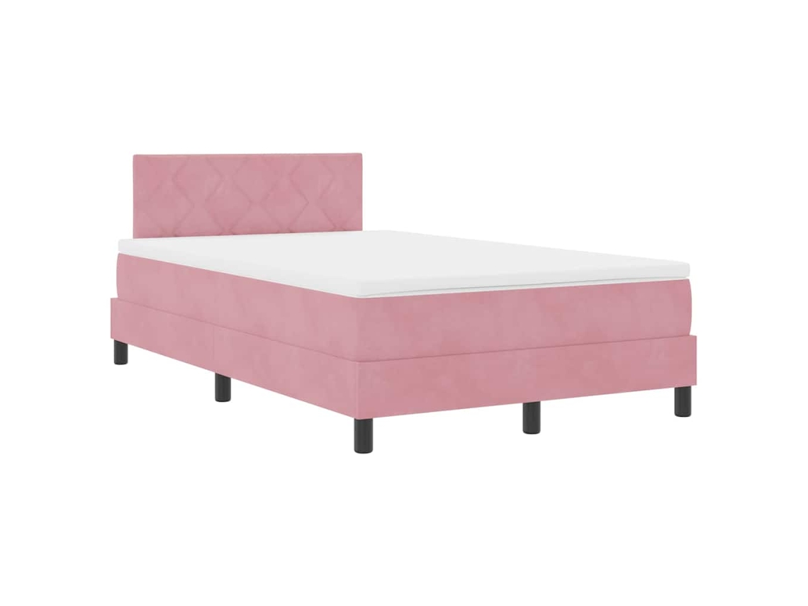 Cama Box Spring Led com Colchão Rosa 120 X 200 Cm Veludo MAISON EXCLUSIVE