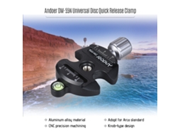 Abraçadeira universal de alumínio Andoer DM-55N com liberação rápida, tipo botão, compatível com Arca Swiss de 1/4" e 3/8"