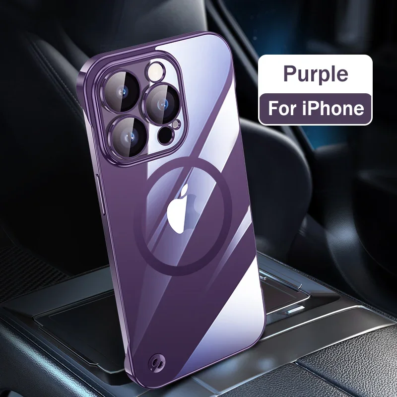 (iphone 12 Roxo) Capa Magnética Ultrafina Para Celular, Carregamento Sem Fio, Material De Pc.