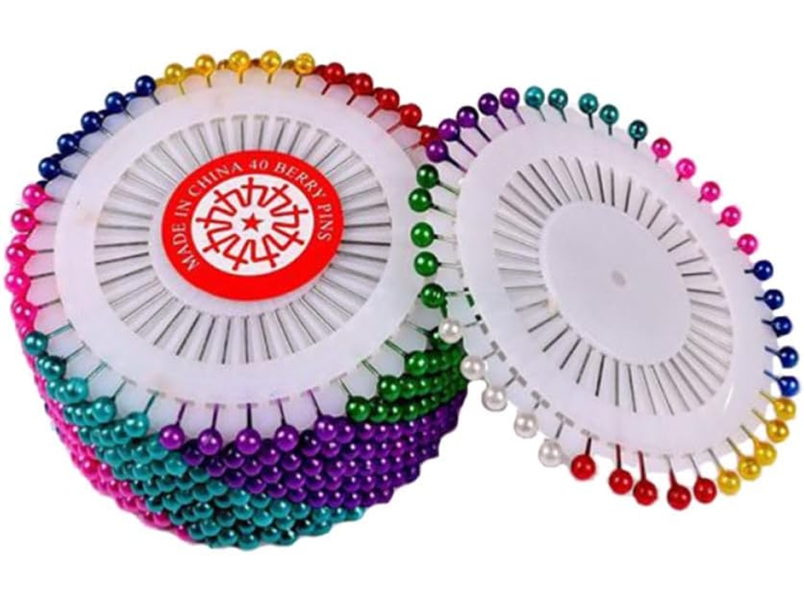40 Alfinetes De Plástico Multicoloridos Com Cabeça